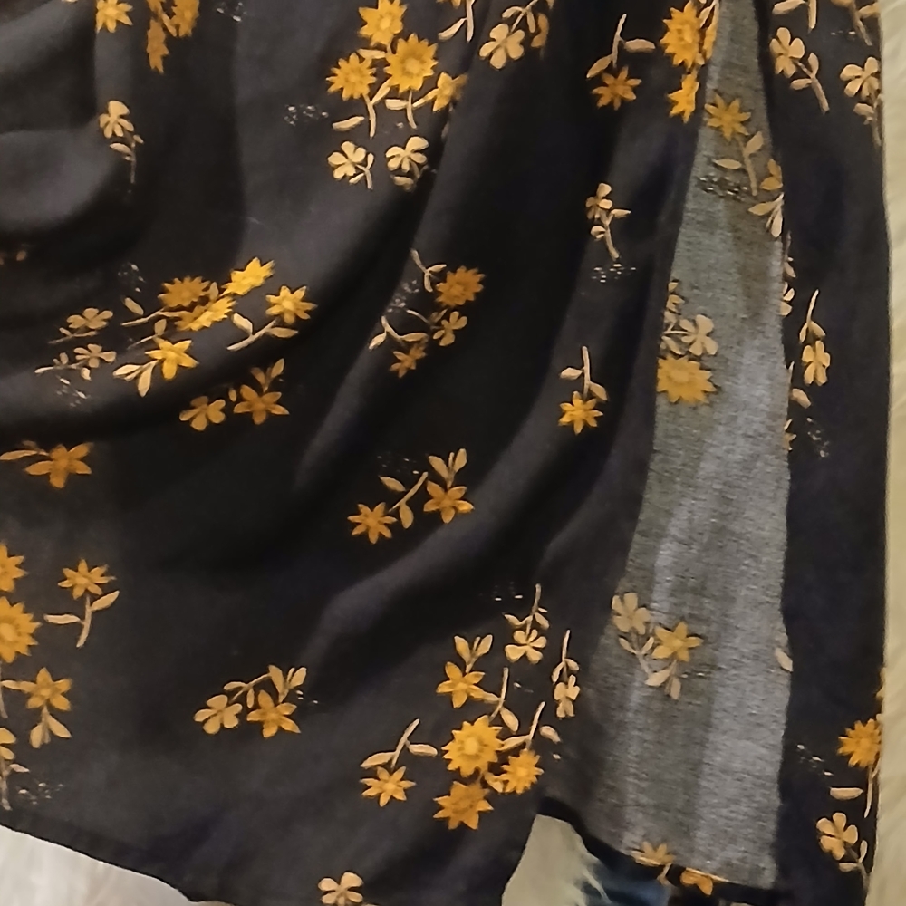Black Mini Dress with Mustard Floral Print - Picture 9 of 12